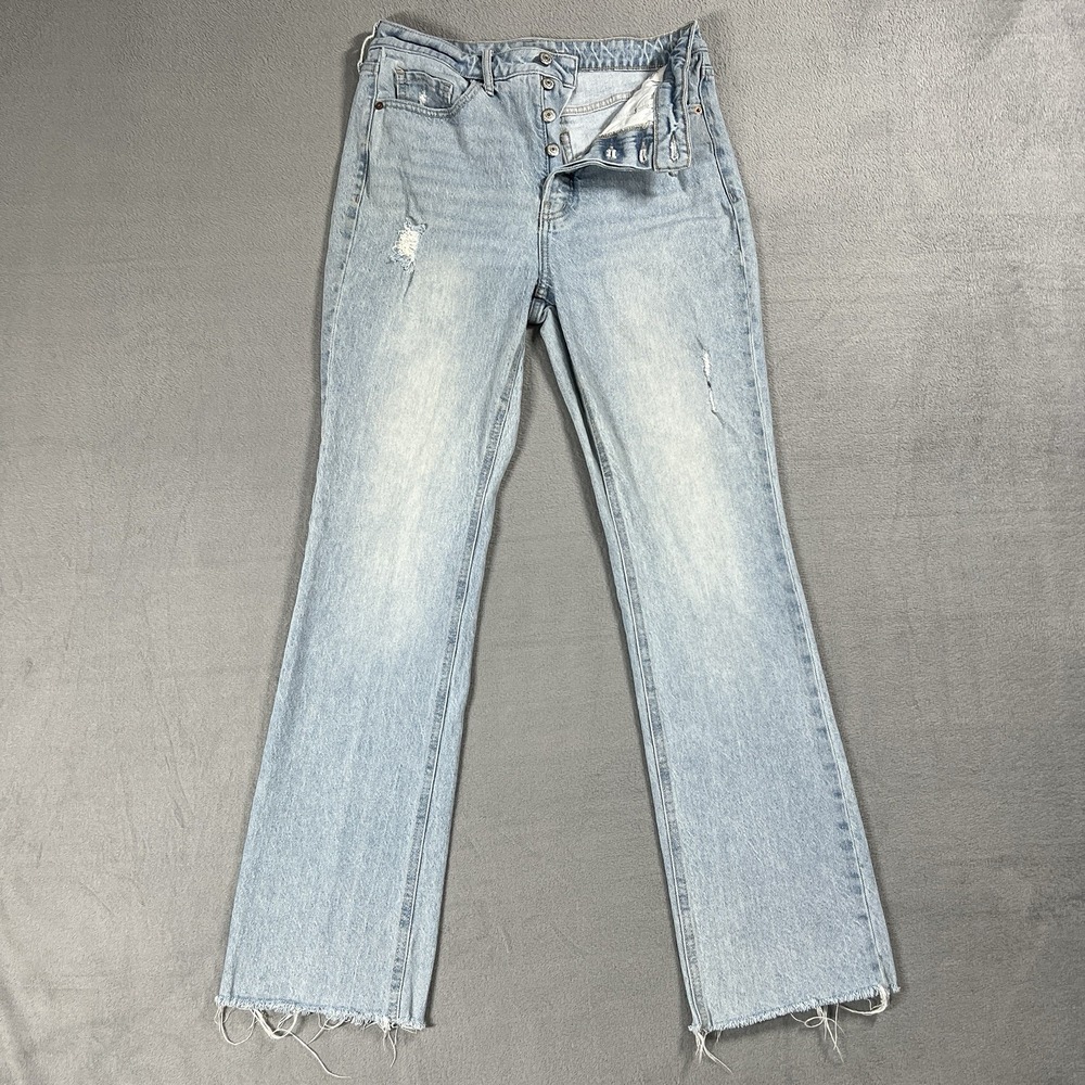 Old Navy Jeans Womens 8 Blue Kicker Bootcut Button Fly High Rise Light Wash Boho